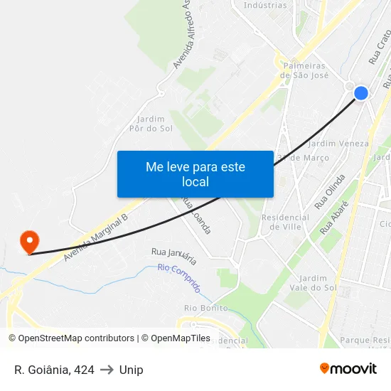 R. Goiânia, 424 to Unip map