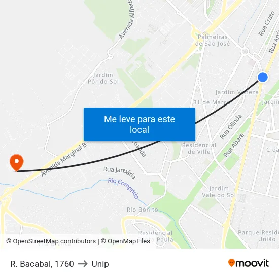 R. Bacabal, 1760 to Unip map