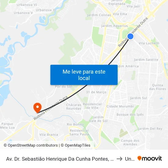 Av. Dr. Sebastião Henrique Da Cunha Pontes, Snº to Unip map
