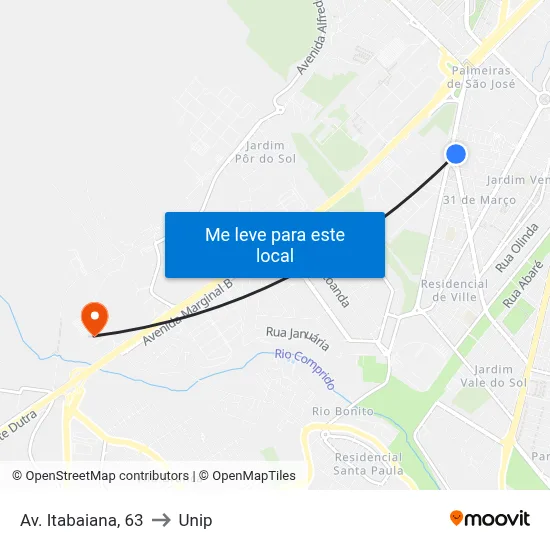 Av. Itabaiana, 63 to Unip map