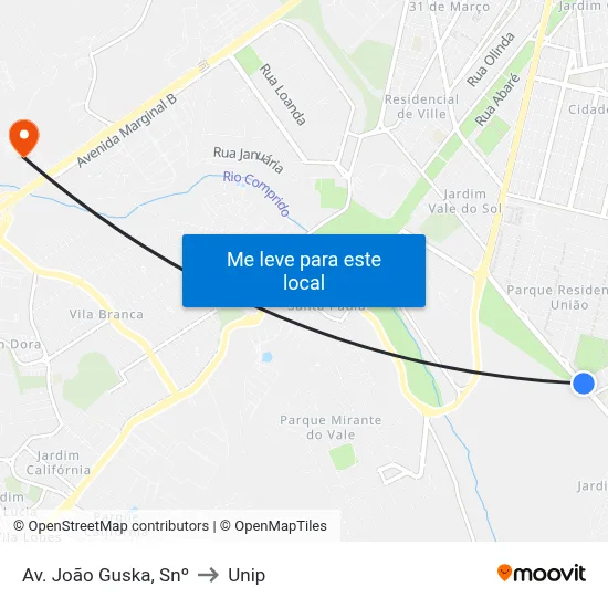 Av. João Guska, Snº to Unip map