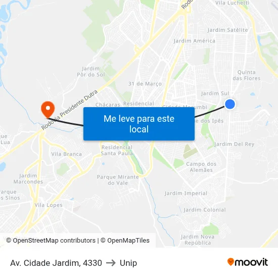Av. Cidade Jardim, 4330 to Unip map