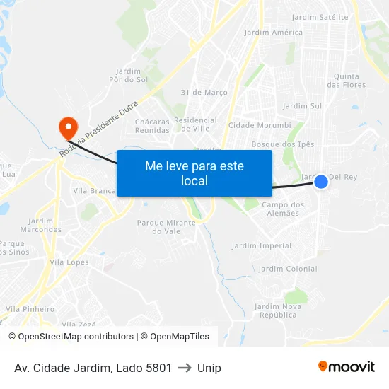 Av. Cidade Jardim, Lado 5801 to Unip map