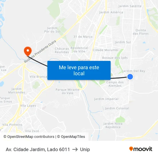 Av. Cidade Jardim,  Lado 6011 to Unip map