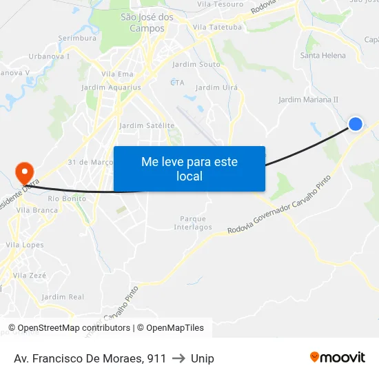 Av. Francisco De Moraes, 911 to Unip map