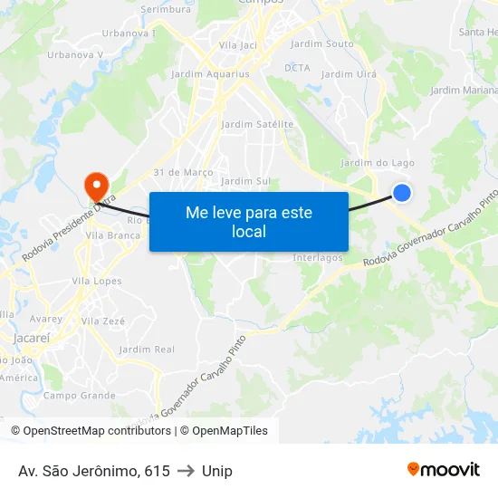 Av. São Jerônimo, 615 to Unip map