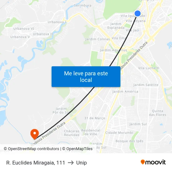 R. Euclides Miragaia, 111 to Unip map
