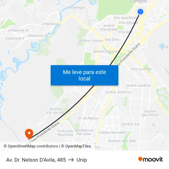 Av. Dr. Nelson D'Avila, 485 to Unip map