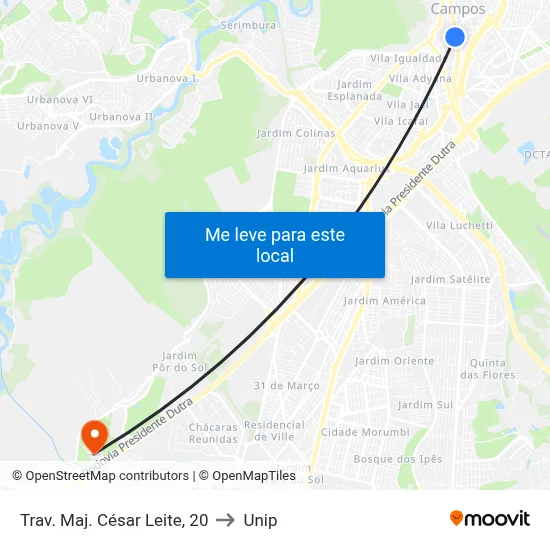 Trav. Maj. César Leite, 20 to Unip map