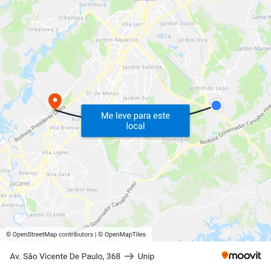 Av. São Vicente De Paulo, 368 to Unip map