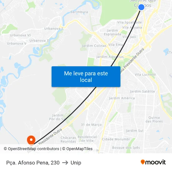 Pça. Afonso Pena, 230 to Unip map