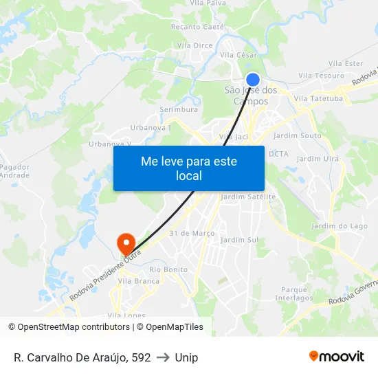R. Carvalho De Araújo, 592 to Unip map