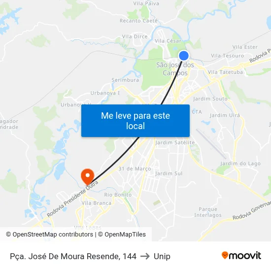 Pça. José De Moura Resende, 144 to Unip map