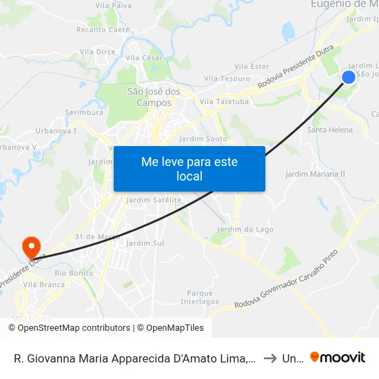 R. Giovanna Maria Apparecida D'Amato Lima, 143 to Unip map