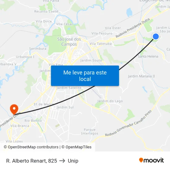 R. Alberto Renart, 825 to Unip map