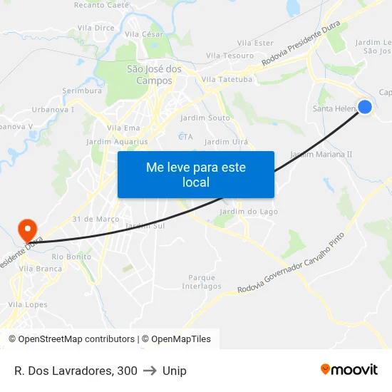 R. Dos Lavradores, 300 to Unip map