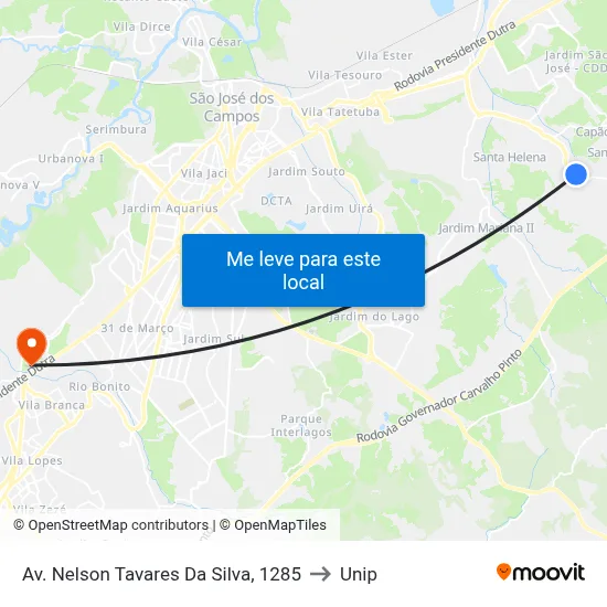 Av. Nelson Tavares Da Silva, 1285 to Unip map