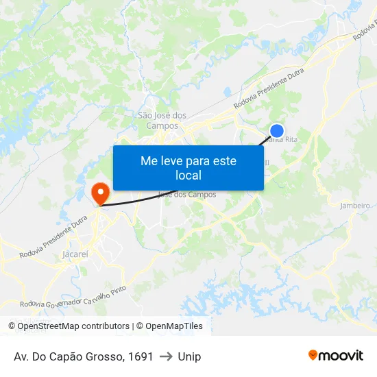 Av. Do Capão Grosso, 1691 to Unip map