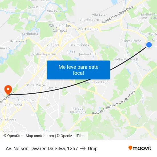 Av. Nelson Tavares Da Silva, 1267 to Unip map