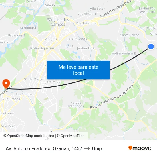 Av. Antônio Frederico Ozanan, 1452 to Unip map