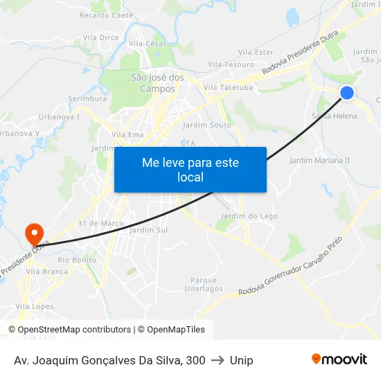 Av. Joaquim Gonçalves Da Silva, 300 to Unip map