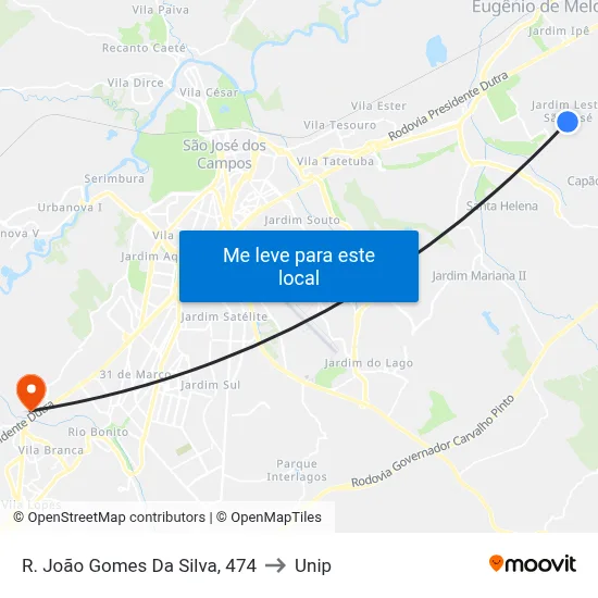 R. João Gomes Da Silva, 474 to Unip map