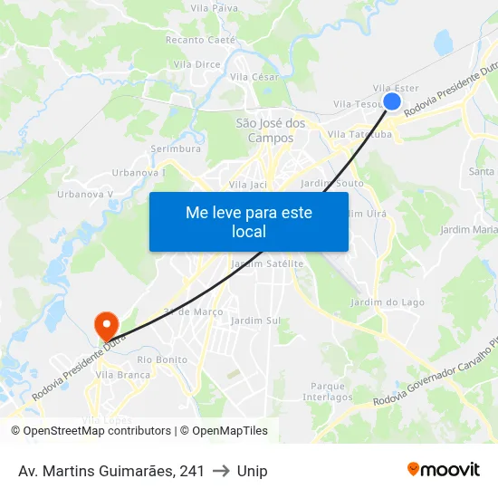 Av. Martins Guimarães, 241 to Unip map