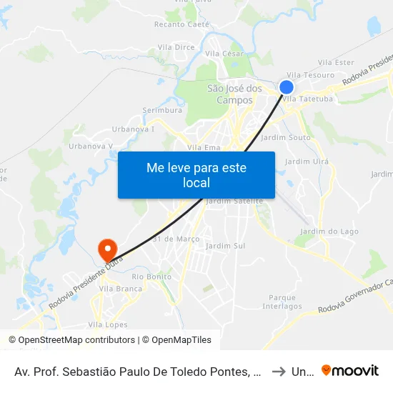 Av. Prof. Sebastião Paulo De Toledo Pontes, 20 to Unip map