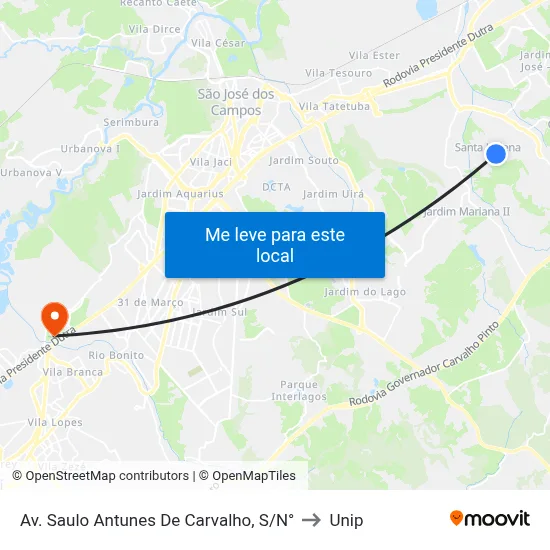Av. Saulo Antunes De Carvalho, S/N° to Unip map