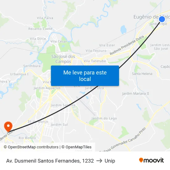Av. Dusmenil Santos Fernandes, 1232 to Unip map