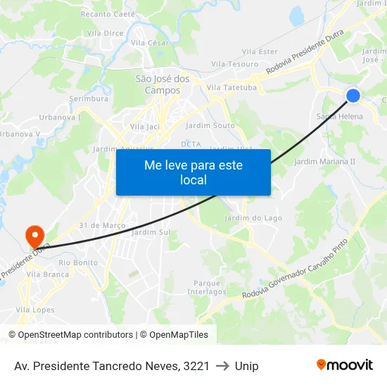 Av. Presidente Tancredo Neves, 3221 to Unip map