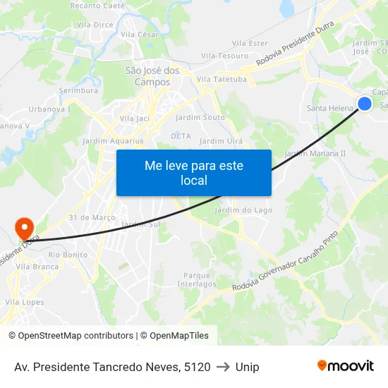 Av. Presidente Tancredo Neves, 5120 to Unip map
