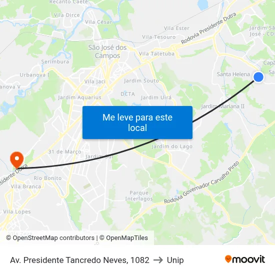 Av. Presidente Tancredo Neves, 1082 to Unip map