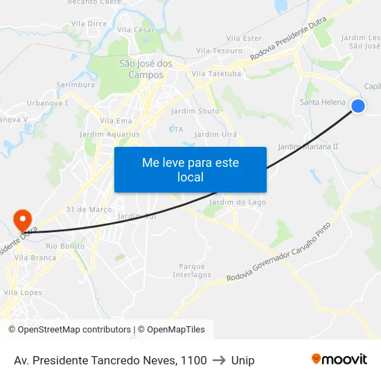 Av. Presidente Tancredo Neves, 1100 to Unip map