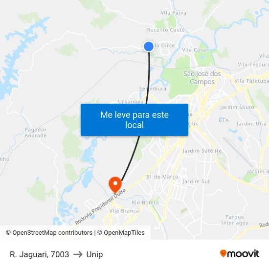 R. Jaguari, 7003 to Unip map