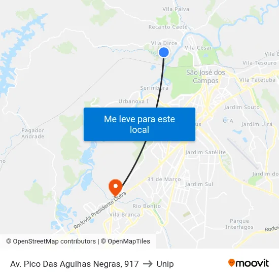 Av. Pico Das Agulhas Negras, 917 to Unip map