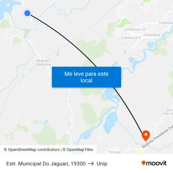Estr. Municipal Do Jaguari, 19300 to Unip map