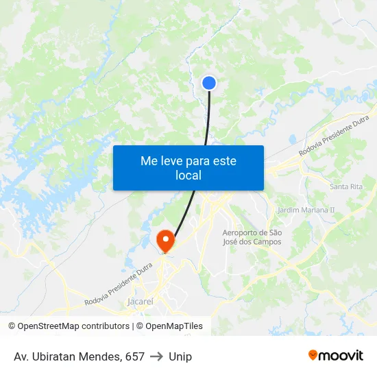 Av. Ubiratan Mendes, 657 to Unip map