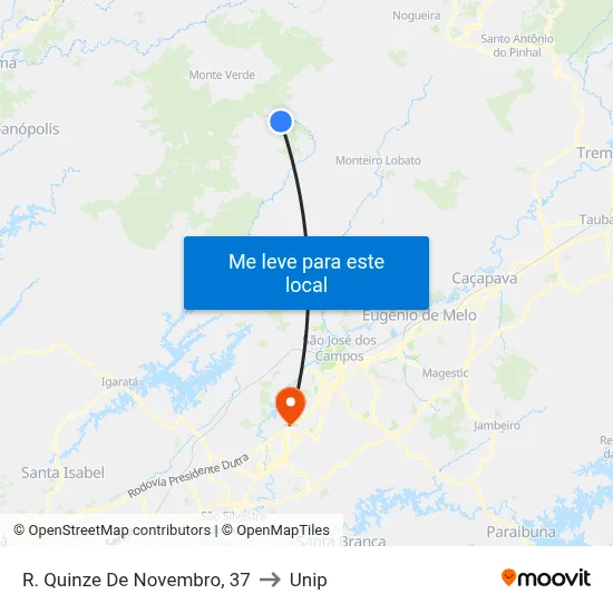 R. Quinze De Novembro, 37 to Unip map