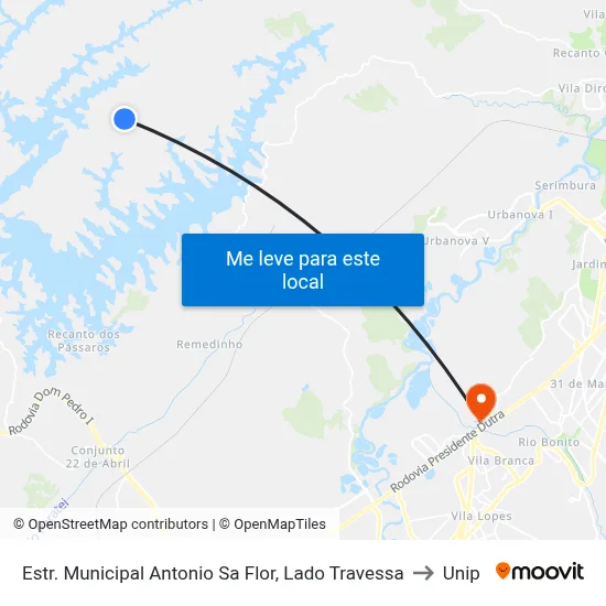 Estr. Municipal Antonio Sa Flor, Lado Travessa to Unip map
