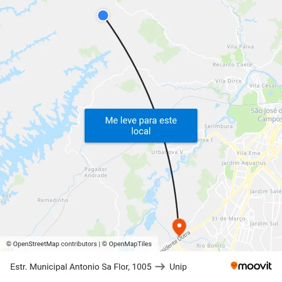 Estr. Municipal Antonio Sa Flor, 1005 to Unip map