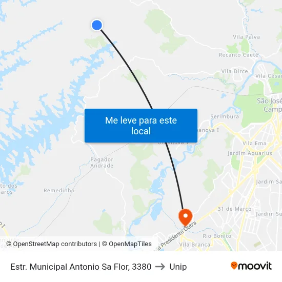 Estr. Municipal Antonio Sa Flor, 3380 to Unip map