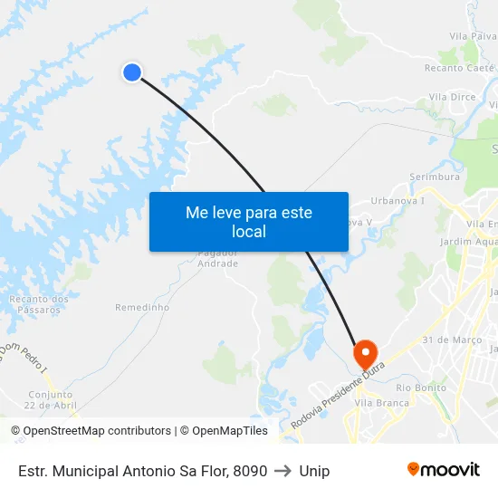 Estr. Municipal Antonio Sa Flor, 8090 to Unip map