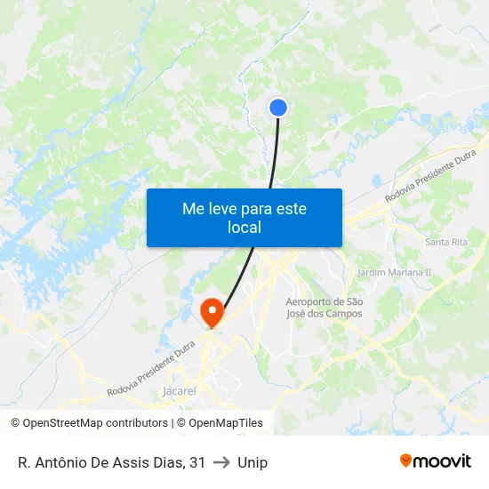 R. Antônio De Assis Dias, 31 to Unip map