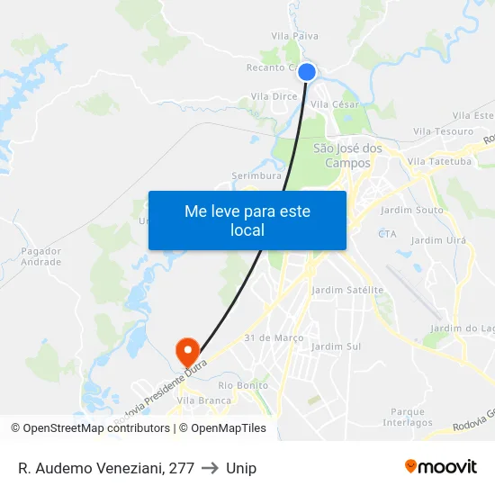 R. Audemo Veneziani, 277 to Unip map