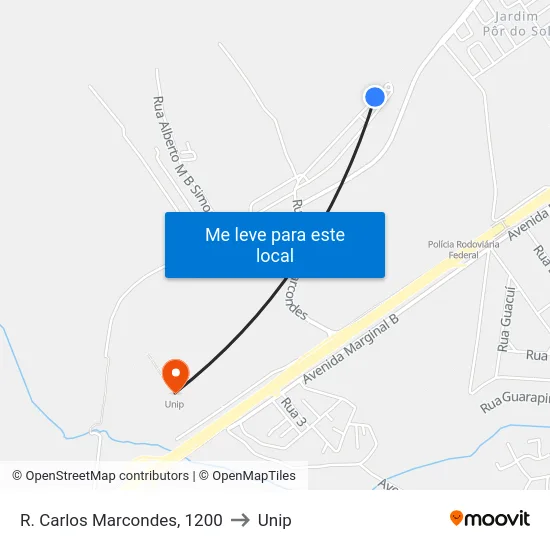 R. Carlos Marcondes, 1200 to Unip map