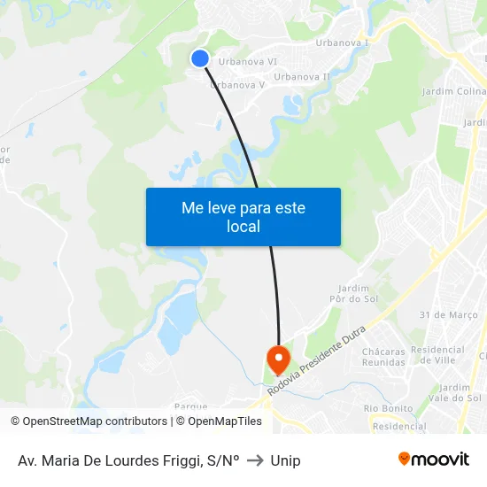 Av. Maria De Lourdes Friggi, S/Nº to Unip map