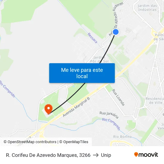 R. Corifeu De Azevedo Marques, 3266 to Unip map