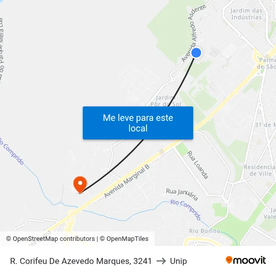 R. Corifeu De Azevedo Marques, 3241 to Unip map