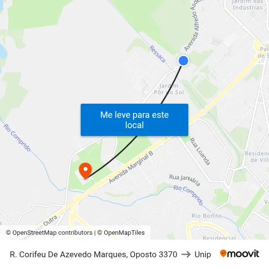 R. Corifeu De Azevedo Marques, Oposto 3370 to Unip map
